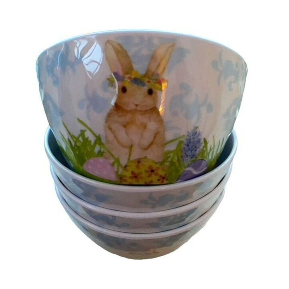 The Prairie by Rachel Ashwell Melamine Bowls Set 4 Blue Easter Bunny New NWT